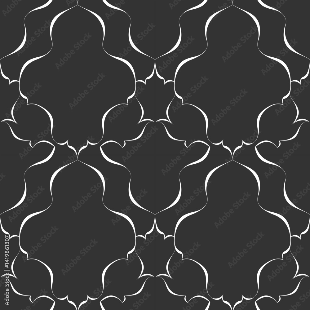 seamless botanical pattern of painted oriental motifs