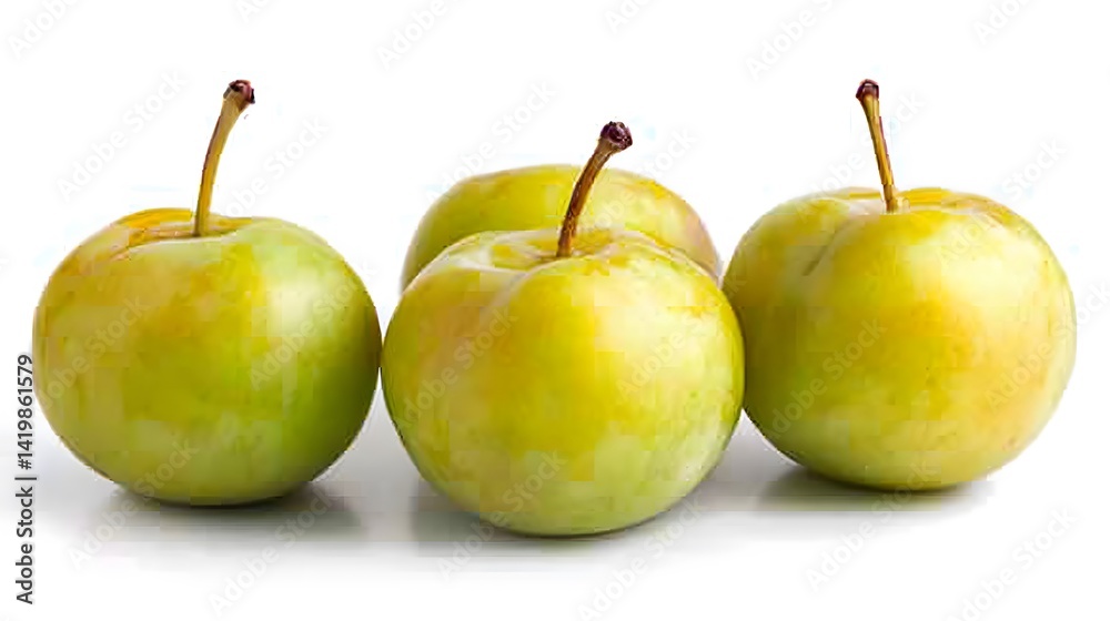 Fresh Green Plums Group Isolated White Background Fresh Green Plums Group Isolated White Background