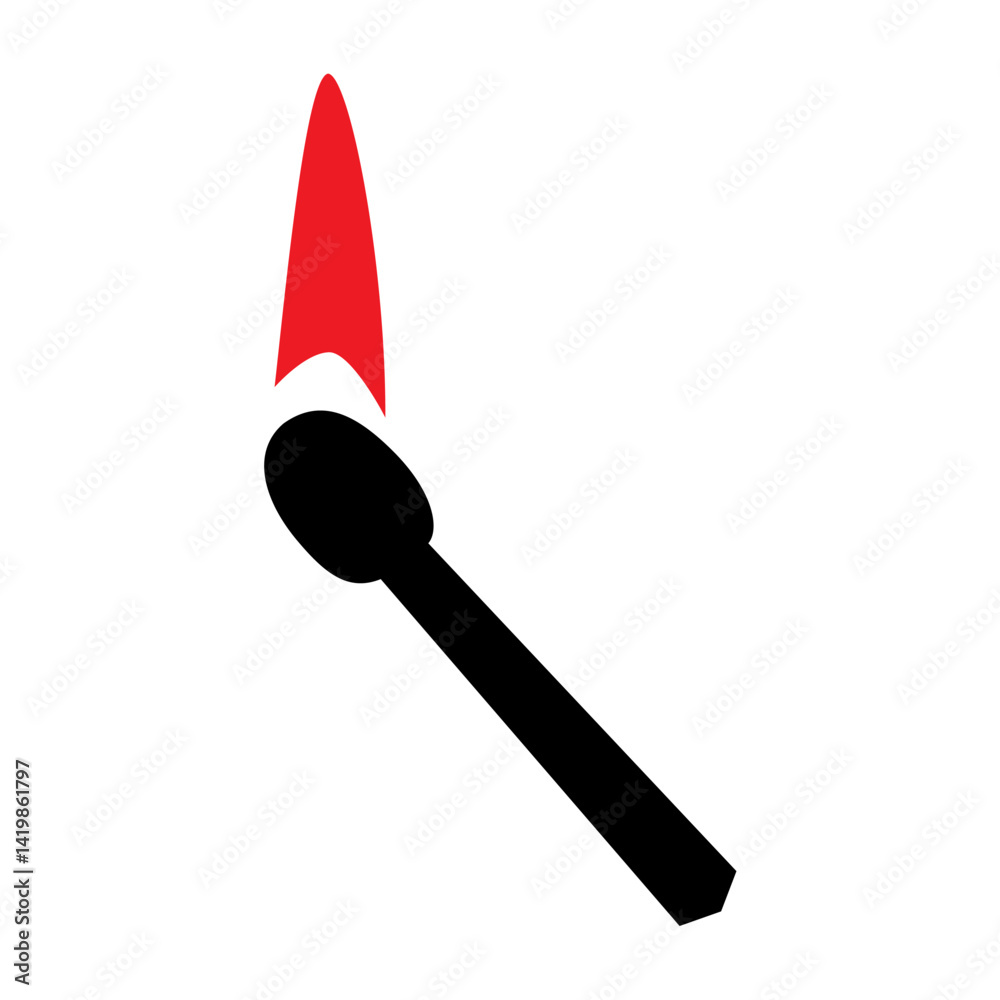 Burning match icon. Vector image Burning match icon. Vector image