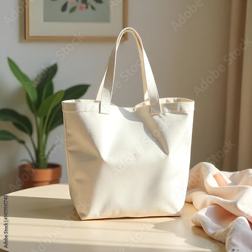 Simple white tote bag