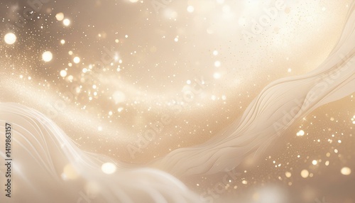 繊細な光粒子が舞うホワイトベージュの幻想背景1