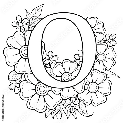 Letter O Floral Design Drawing