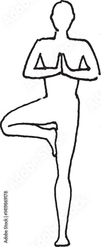 yoga-pose-Vrksasana variation-Tree Pose variation-illustration