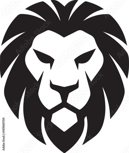 Lion minimal head portrait Logo, Wild Animals silhouette, Animal, Black and white vector illustration clipart vector art