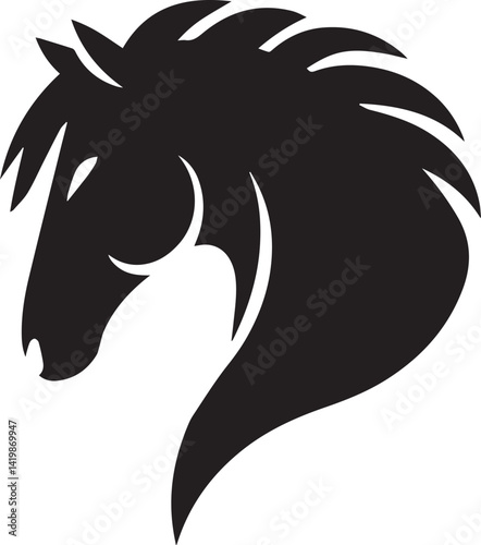 Canvas Print Horse head portrait Logo, Wild Animals silhouette, Animal, Black and white vecto