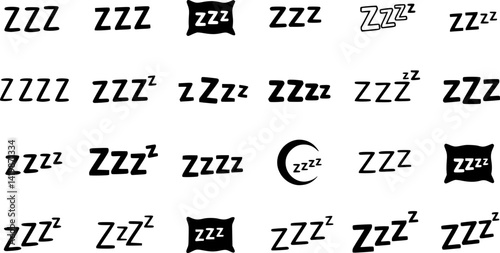 Sleepy zzz icon set. Vector EPS