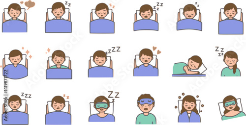 Sleepy zzz icon set. Vector EPS