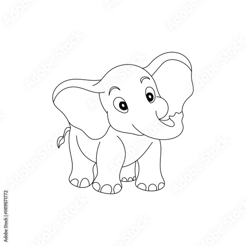 line art elephant for coloring page
