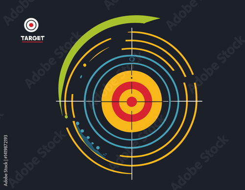 Target and aim icon set, crosshair, bullseye vector, precision, accuracy, and focus icon for aiming, archery, shooting, or navigation