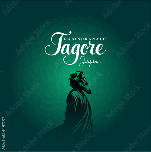 Rabindranath Tagore Jayanti Social Media Creative Solid Silhouette Design

