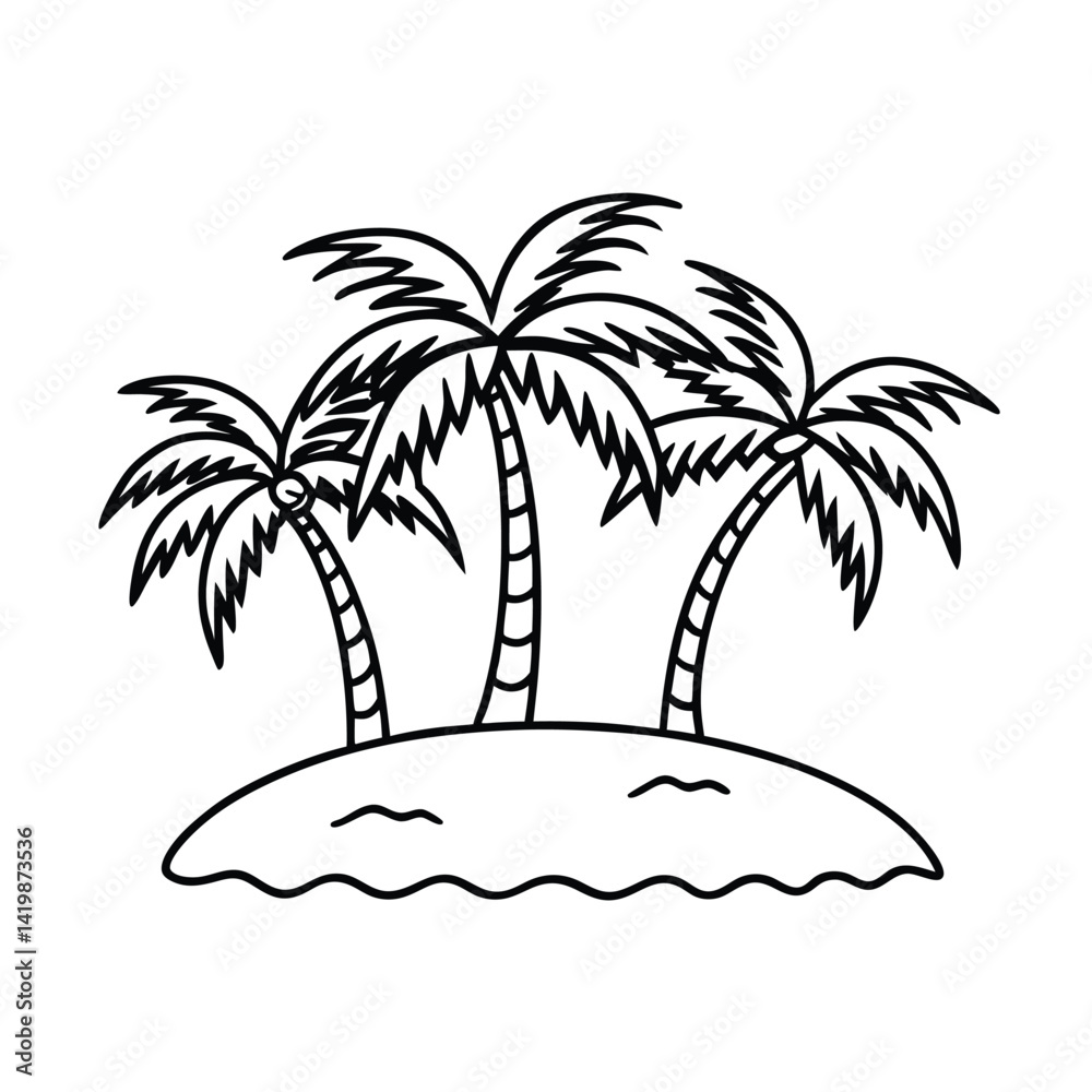Tropical Island Paradise Three Palm Trees, Ocean, Beach, Vacation Tropical Island Paradise Three Palm Trees, Ocean, Beach, Vacation