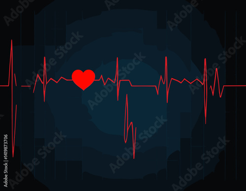 Red heartbeat line collection with heart symbol, cardiology, medical pulse, ECG, EKG design, healthcare clipart vector illustration, health monitoring, digital heartbeat graphics