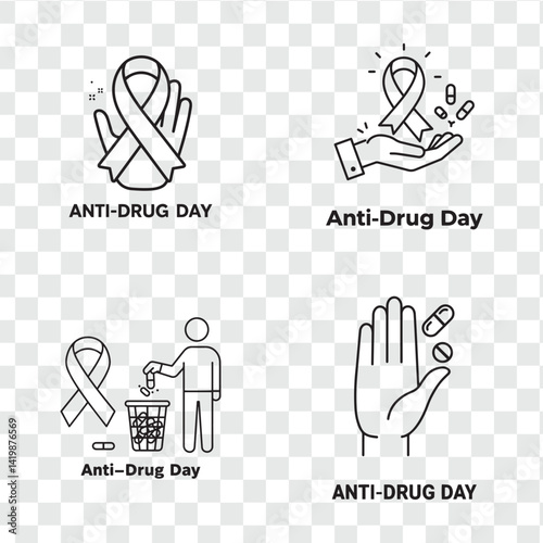 Drug-free world campaign clipart transparent vector illustration awareness symbols pack