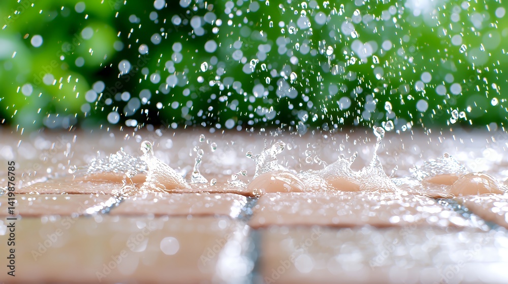 custom made wallpaper toronto digitalWater splash on beige tiles during rain