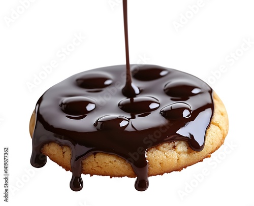 Wallpaper Mural Chocolate sauce dripping down the side of an empty cookie, isolated on a white background Torontodigital.ca