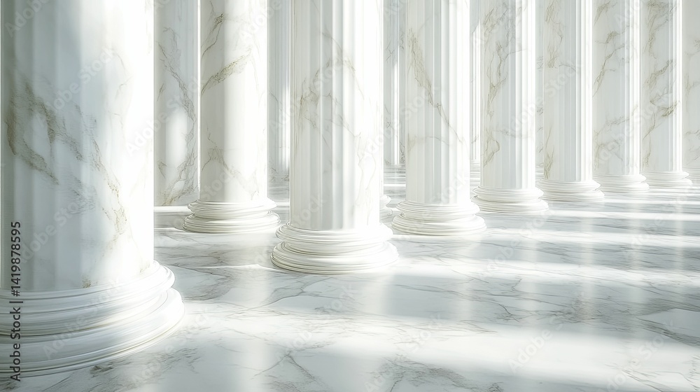 Ancient marble colonnade with elegant pillars. Ancient marble colonnade with elegant pillars.