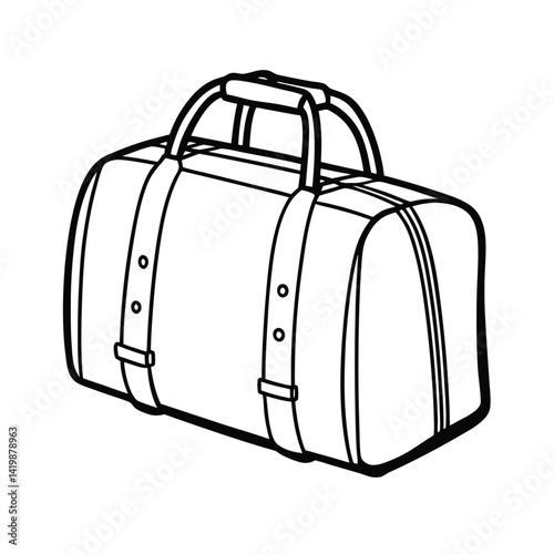 Outline Illustration Of A Duffel Bag Travel Ready For Adventure And Excitement