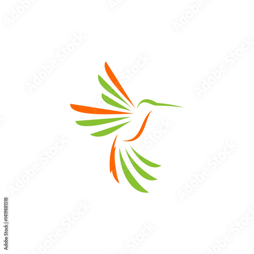 Colibri Logo isolated on white background. Design colibri for logo, Simple and clean flat design of the colibri logo template. Suitable for your design need, logo, illustration, animation.