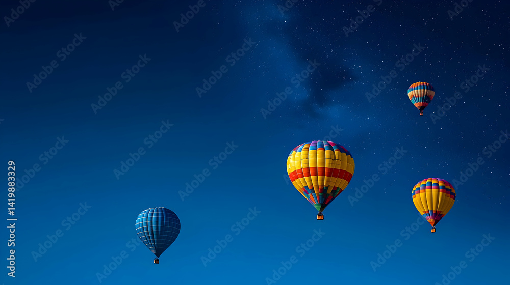 Fototapeta premium Colorful Hot Air Balloons Against Night Sky