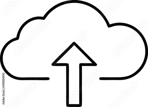 cloud upload line art vector icon.