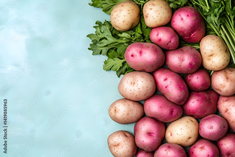 Fresh Red and Yellow Potatoes Harvest Vegetables Fresh Red and Yellow Potatoes Harvest Vegetables