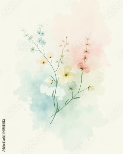 Watercolor flowers representing Mother's Day with Copy Space  