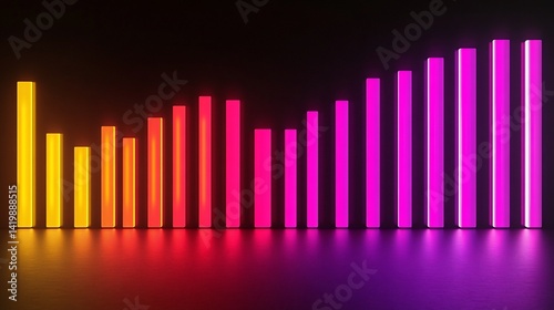 Obraz na płótnie Abstract Neon Gradient Equalizer Bars Visual Music Digital Art w salonie