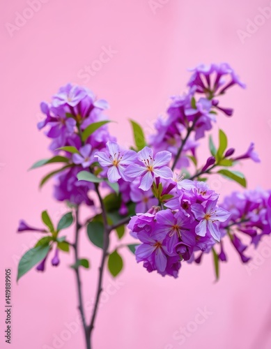 Wallpaper Mural Vibrant purple blossoms against a soft pink backdrop, spring, romantic, vibrant Torontodigital.ca