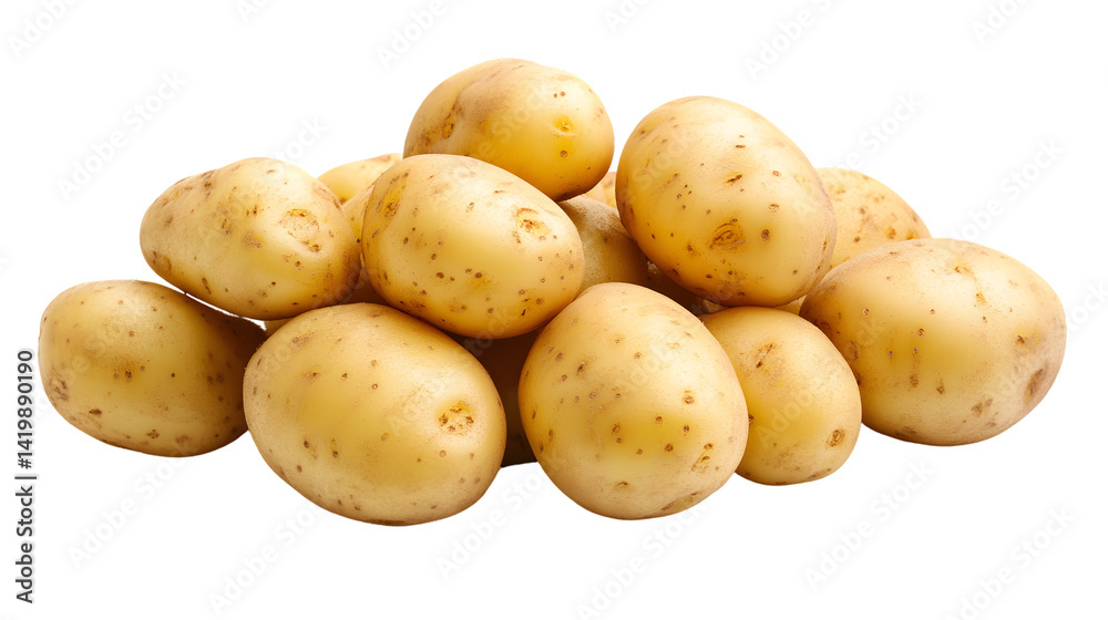Fresh Pile of Potatoes on White Background for Food and Agriculture Concept Fresh Pile of Potatoes on White Background for Food and Agriculture Concept