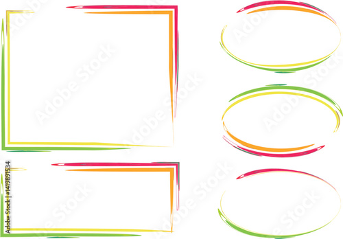 multicolor abstract line pattern outline frames set