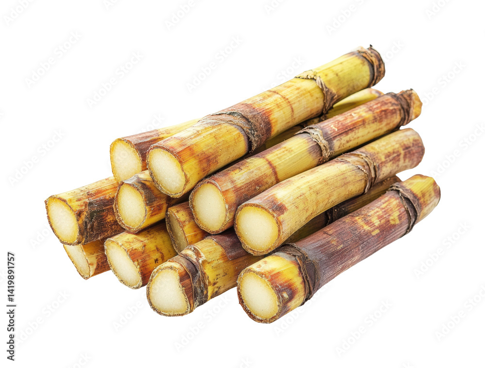 Harvesting sugarcane stalks farm agriculture isolated on transparent background Harvesting sugarcane stalks farm agriculture isolated on transparent background