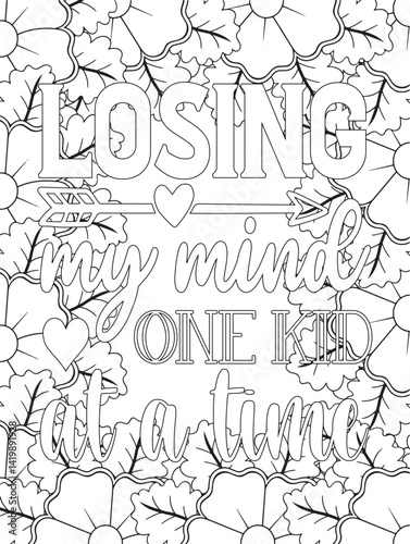 Mother's Day Coloring Pages -KDP.  hand drawn doodle alphabet