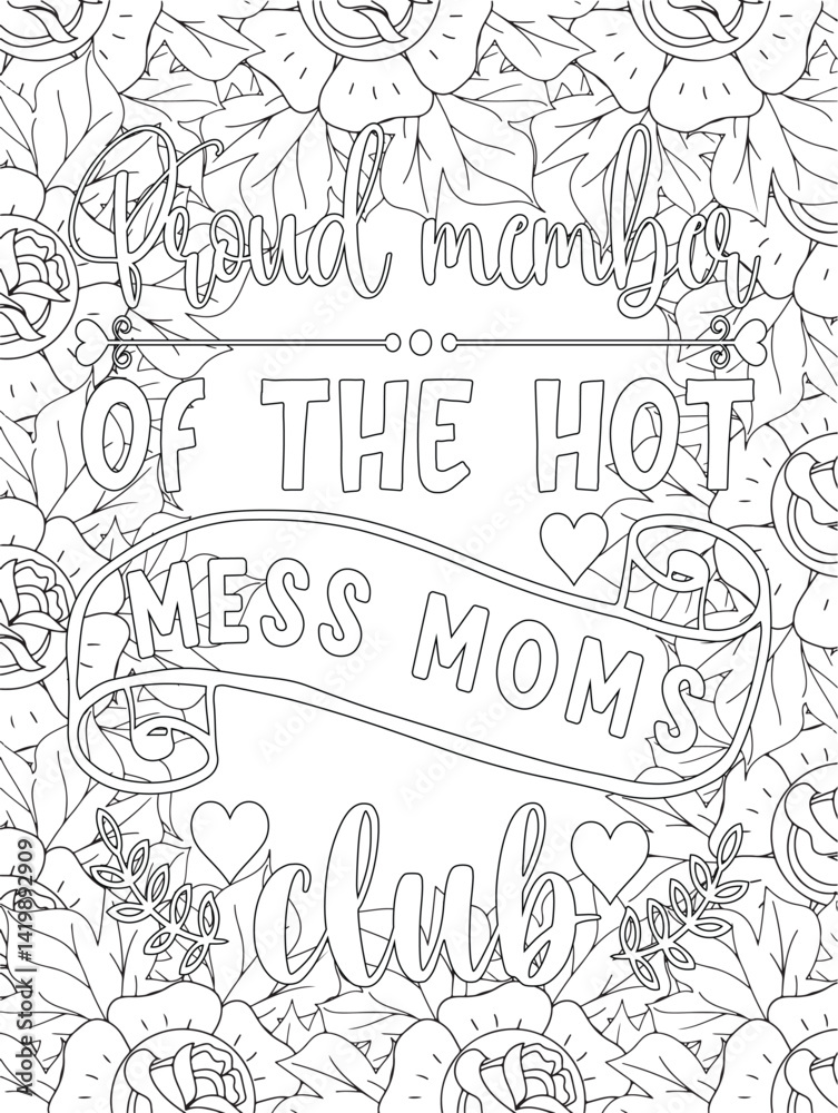 Obraz premium Mother's Day Coloring Pages -KDP. hand drawn vector illustration of christmas elements