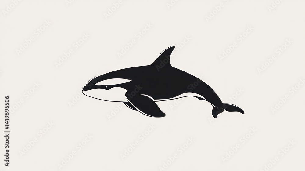Fototapeta premium Orca Illustration on Light Gray