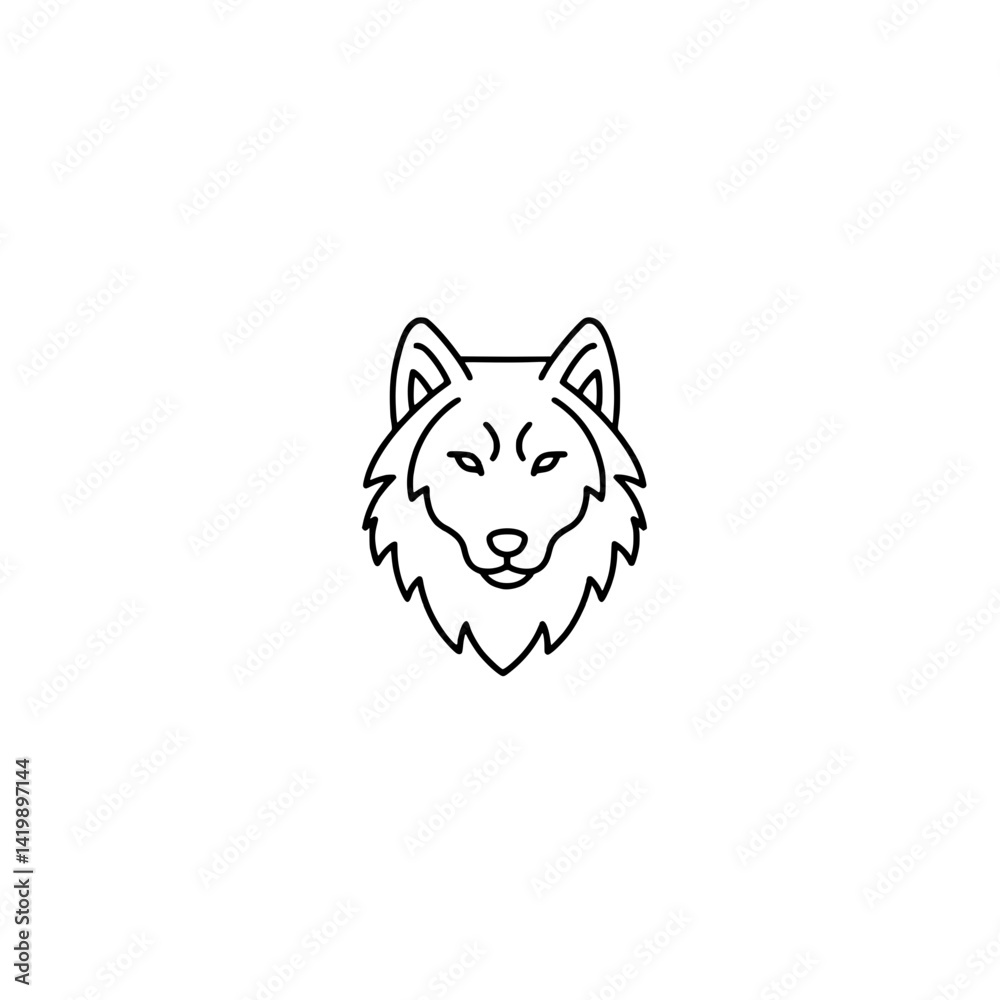 Fototapeta premium Minimalistic wolf head icon representing the concept of wildlife and animals