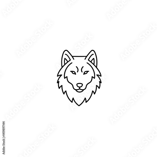 Minimalistic wolf head icon representing the concept of wildlife and animals
