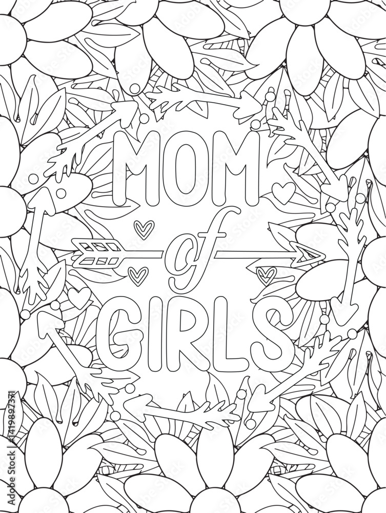 Fototapeta premium Mother's Day Coloring Pages -KDP. seamless background with flowers