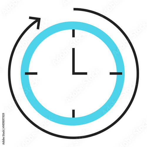 Daily Use Recommended Icon. Routine Product Usage with Clock and Arrow Symbol