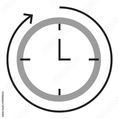 Daily Use Recommended Icon. Routine Product Usage with Clock and Arrow Symbol