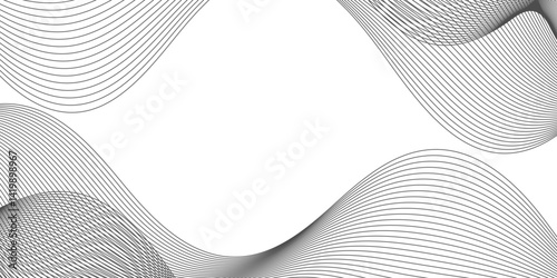 Digital frequency track equalizer. Stylized line art background. Abstract wave element for design. Vector illustration. Wave with lines created using blend tool. Curved wavy line, smooth stripe.





