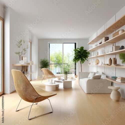 Modern Bright Living Room with Minimalist Furniture and Natural Light