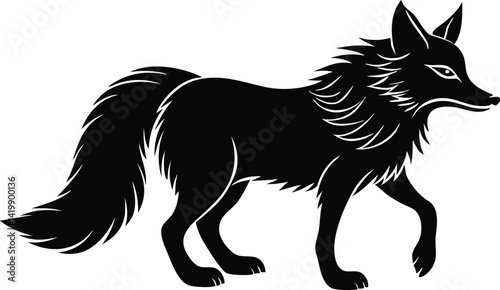 vector illustration of happy cute fox head, fox wearing sunglass silhouette vector illustration, fox walking symbol icon, heroism wearing sunglass funny fox head vector icon on white background.
