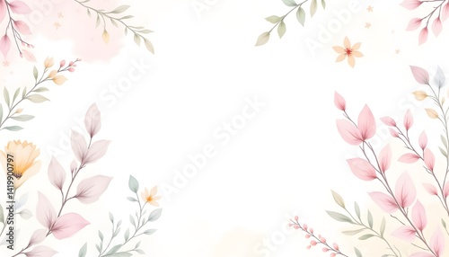 The watercolor artwork showcases a delicate balance of intricate floral elements and botanical background designs, each stroke carefully crafted to create a visually captivating masterpiece