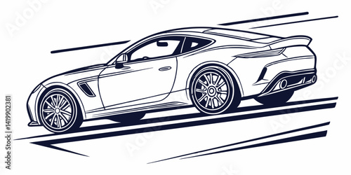 car silhouette line art illustration
