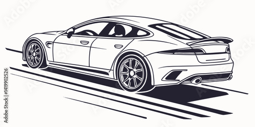 car silhouette line art illustration