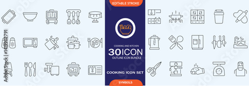 Kitchen And  Resturant Utensil icon set