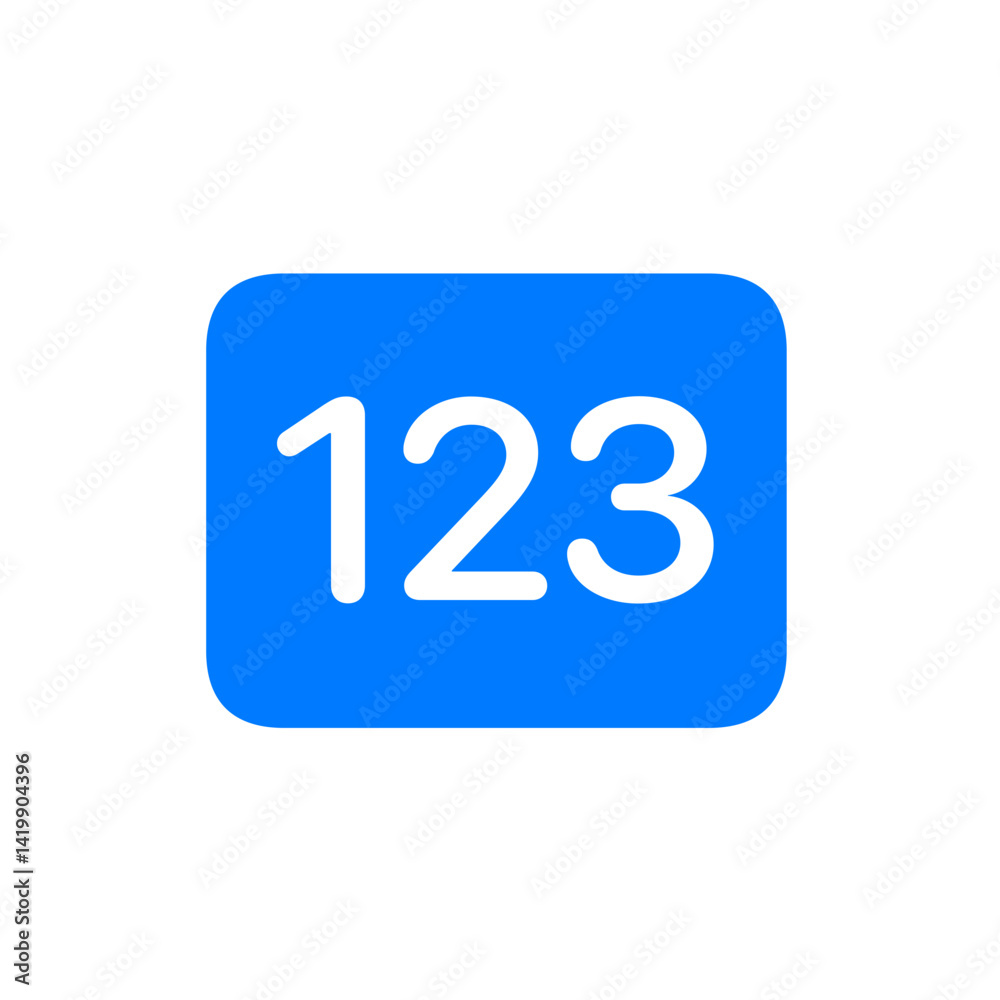 Numbers Rectangle Fill Icon Numbers Rectangle Fill Icon