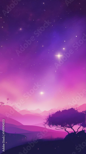 Minimalist Purple Night Sky Watercolor Wallpaper