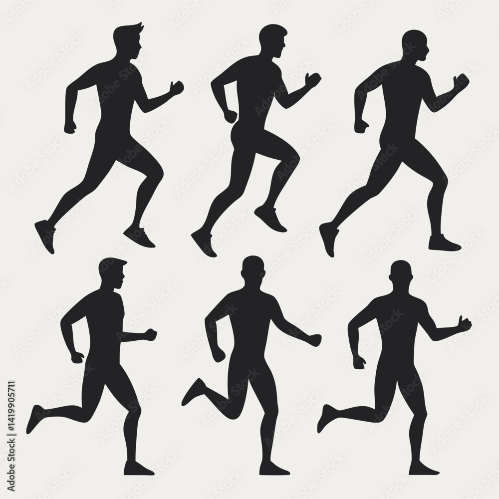 Men Runner silhouettes set athlete pack of vector silhouette design. Men Runner silhouettes set athlete pack of vector silhouette design.