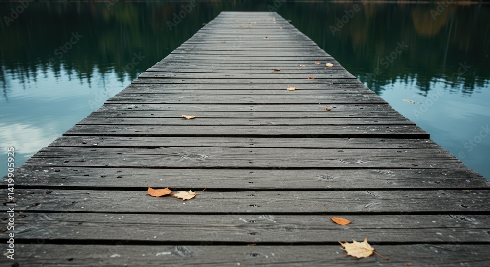 Obraz premium Wooden pier over lake, photo
